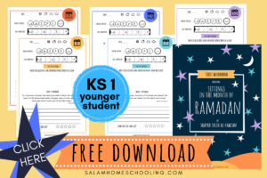 KS1 Islamic studies homeschooling activity book workbook journal for Ramadan free printable
