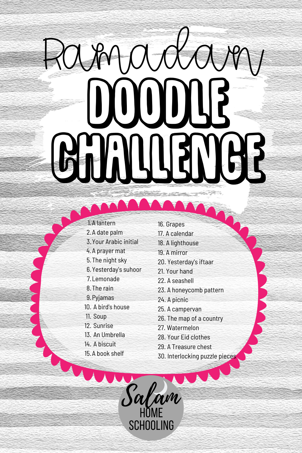 Ramadan doodle challanges free printable